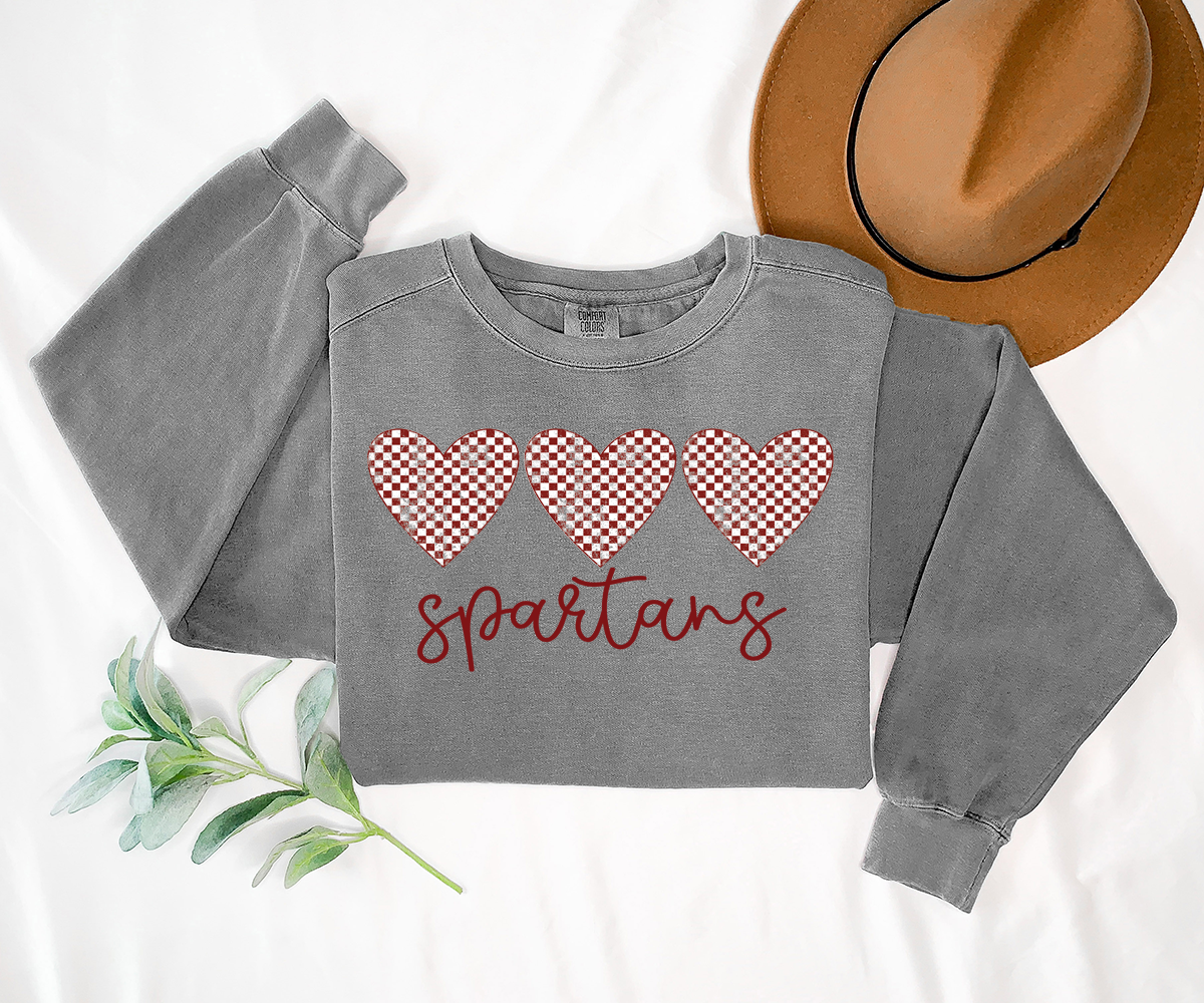 Spartans Checker Heart Trio DTF Print