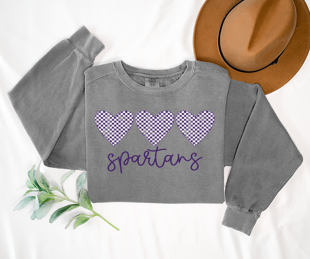 Spartans Checker Heart Trio DTF Print