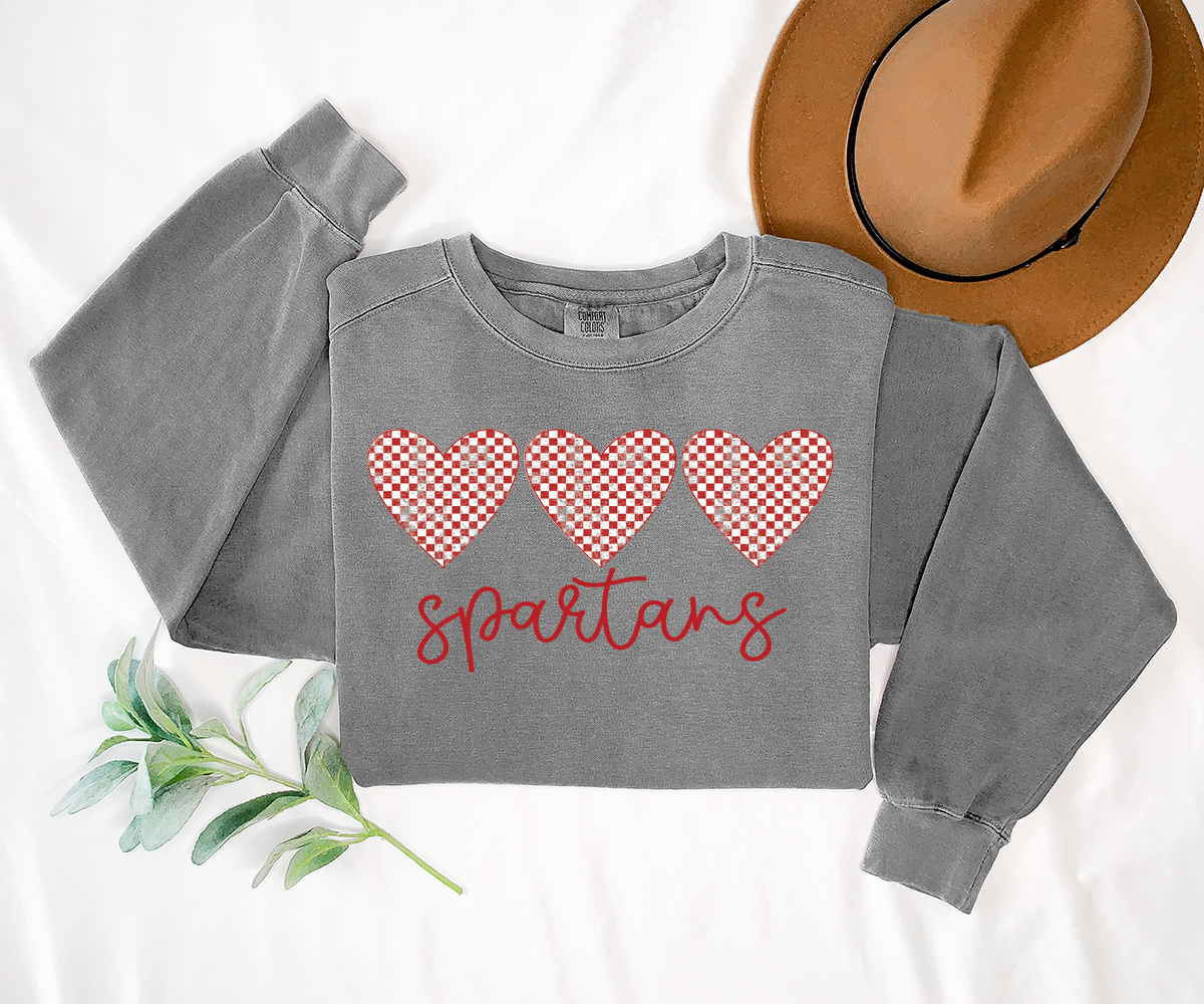 Spartans Checker Heart Trio DTF Print