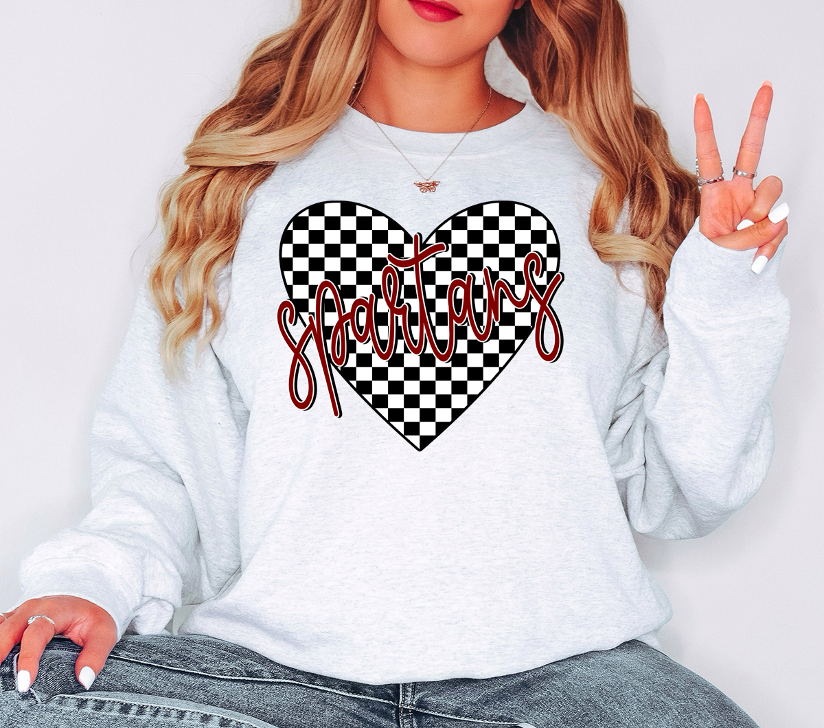 Spartans Retro Checker Heart DTF Print