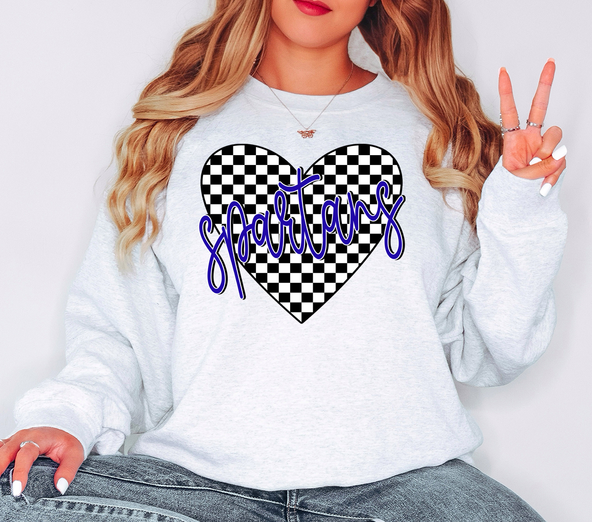 Spartans Retro Checker Heart DTF Print