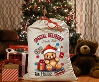 Personalized Teddy Bear Santa Sack DTF Print