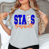 Stars Baseball Grunge DTF Print