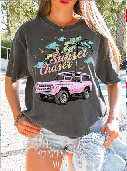 Sunset Chaser Bronco DTF Print