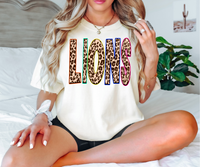 Leopard Lions Neon Outline DTF Print