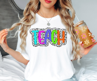 Neon Teach Dotted Doodle DTF Print