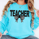 Teacher Coquette Checker Bow DTF Print