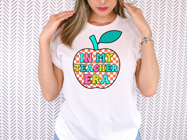 In My Teacher Era Apple Neon Doodle DTF Print