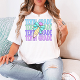 Back To School Repeat Pastel Checker Pencil Middle High DTF Print