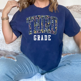Navy Background Floral Grade Elementary Grade DTF Print