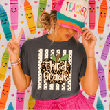 Preppy Cheetah Apple Stripes Back to School DTF Transfer