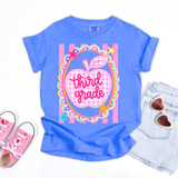 Pink Gingham Apple Frame Back to School DTF Transfer