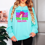 Back To School Repeat Neon Pink Pencil Elementary Teacher DTF Print