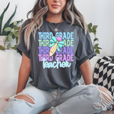 Back To School Repeat Pastel Checker Pencil Elementary Teacher DTF Print
