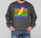 Third Grade Teacher Bookworm Repeat Solid Pencil DTF Print