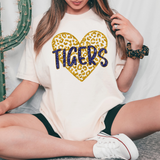 Tigers Faux Glitter Heart DTF Print