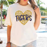 Tigers Faux Glitter Heart DTF Print