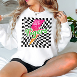 Tigers Checker Bolt Distressed DTF Print