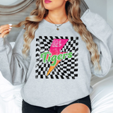 Tigers Checker Bolt Distressed DTF Print