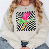 Tigers Checker Bolt Distressed DTF Print