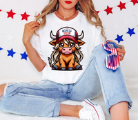 Trump Girl Highland Cow DTF Print