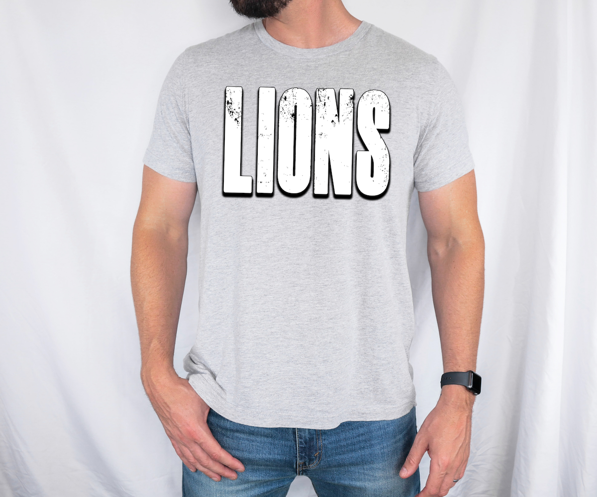 Lions Unisex Shadow Team Black and White DTF Print