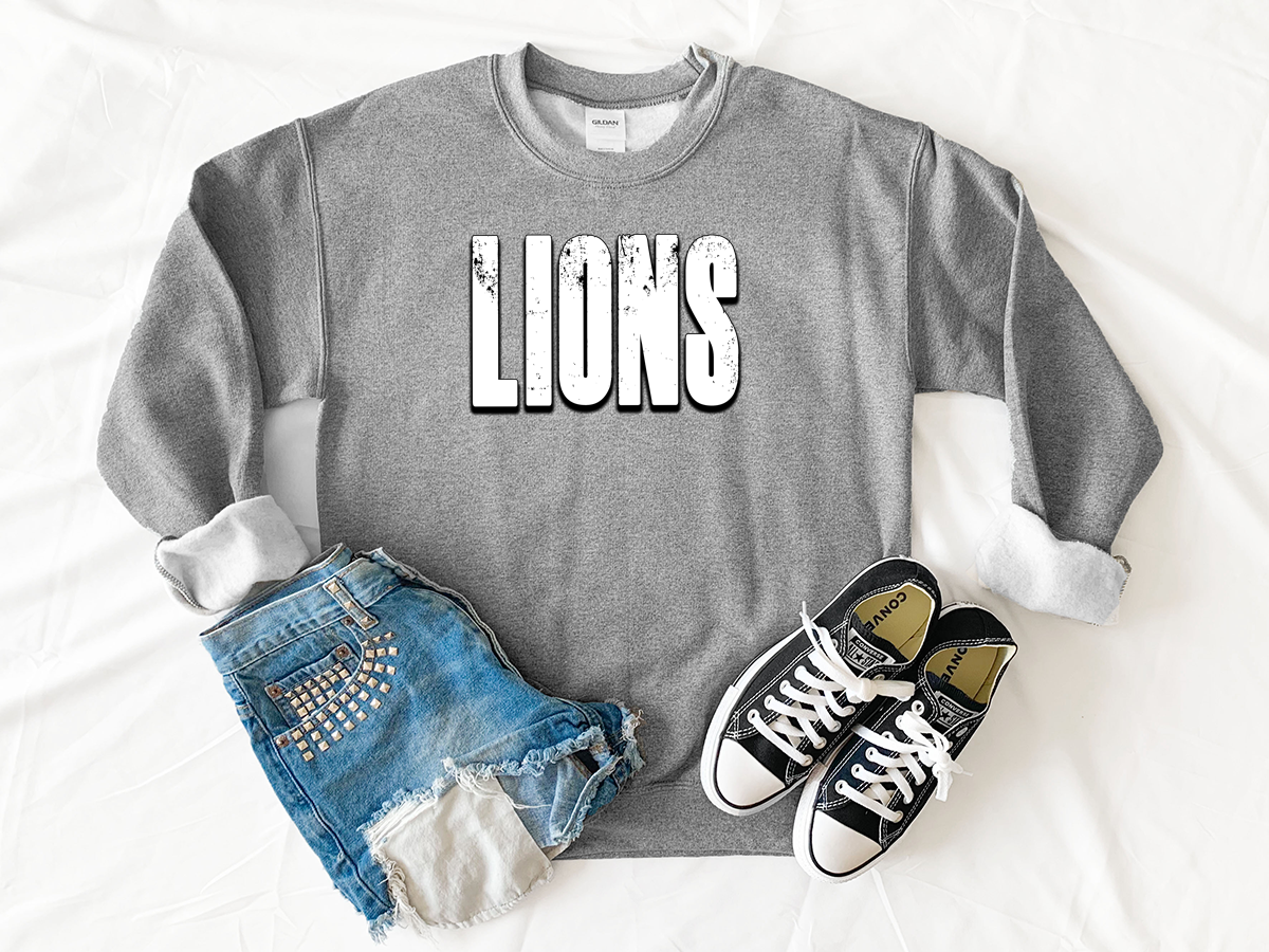 Lions Unisex Shadow Team Black and White DTF Print