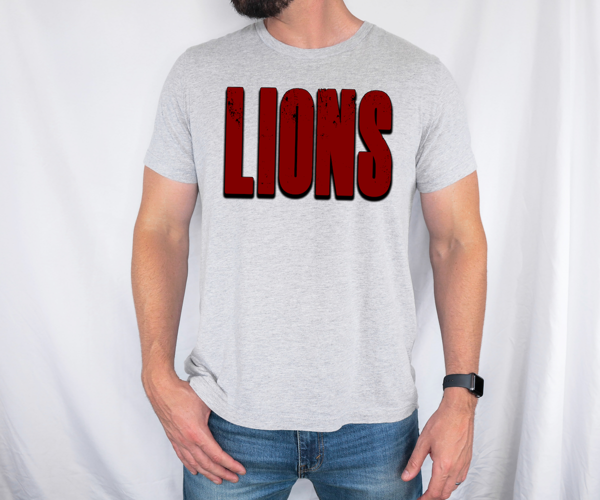 Lions Unisex Shadow Team Black and White DTF Print