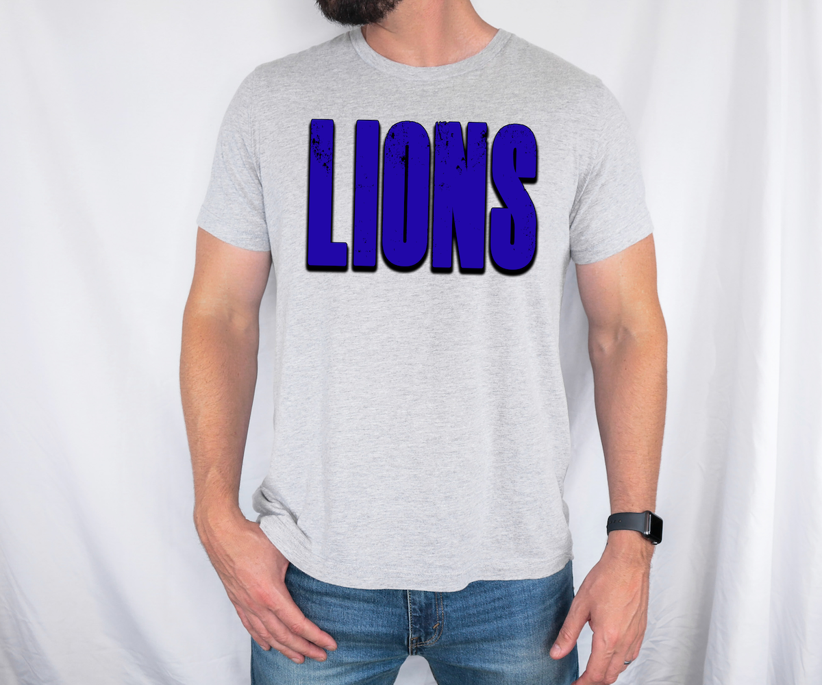 Lions Unisex Shadow Team Black and White DTF Print