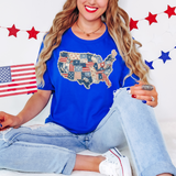 USA Map Patriotic Patch DTF Print