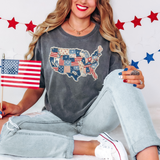 USA Map Patriotic Patch DTF Print