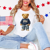 USA Patriotic Teddy Bear DTF Print