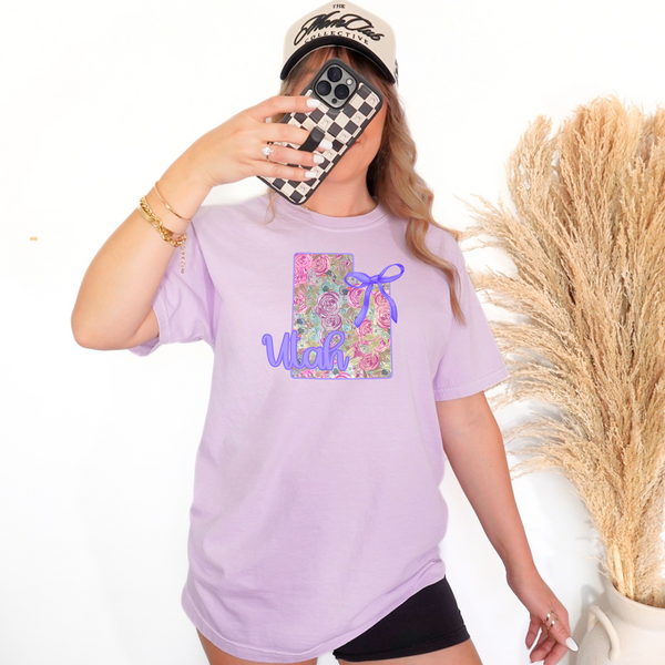 Utah Floral State Purple Bow DTF Print