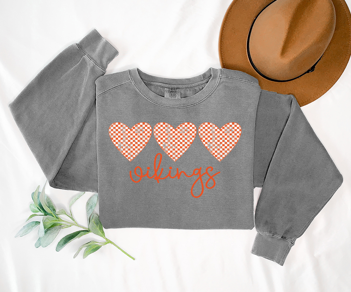 Vikings Checker Heart Trio DTF Print