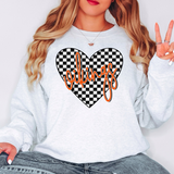 Vikings Retro Checker Heart DTF Print