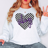 Vikings Retro Checker Heart DTF Print