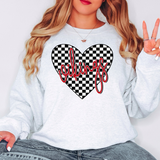 Vikings Retro Checker Heart DTF Print