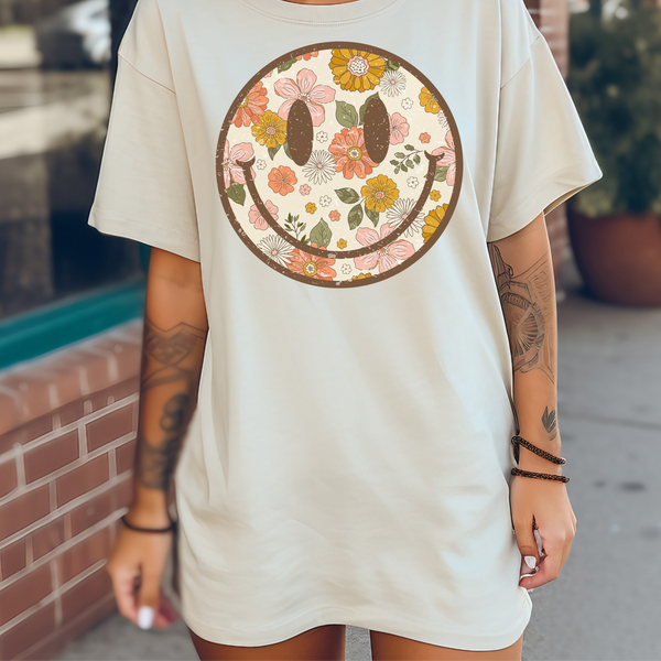 Distressed Floral Retro DTF Print