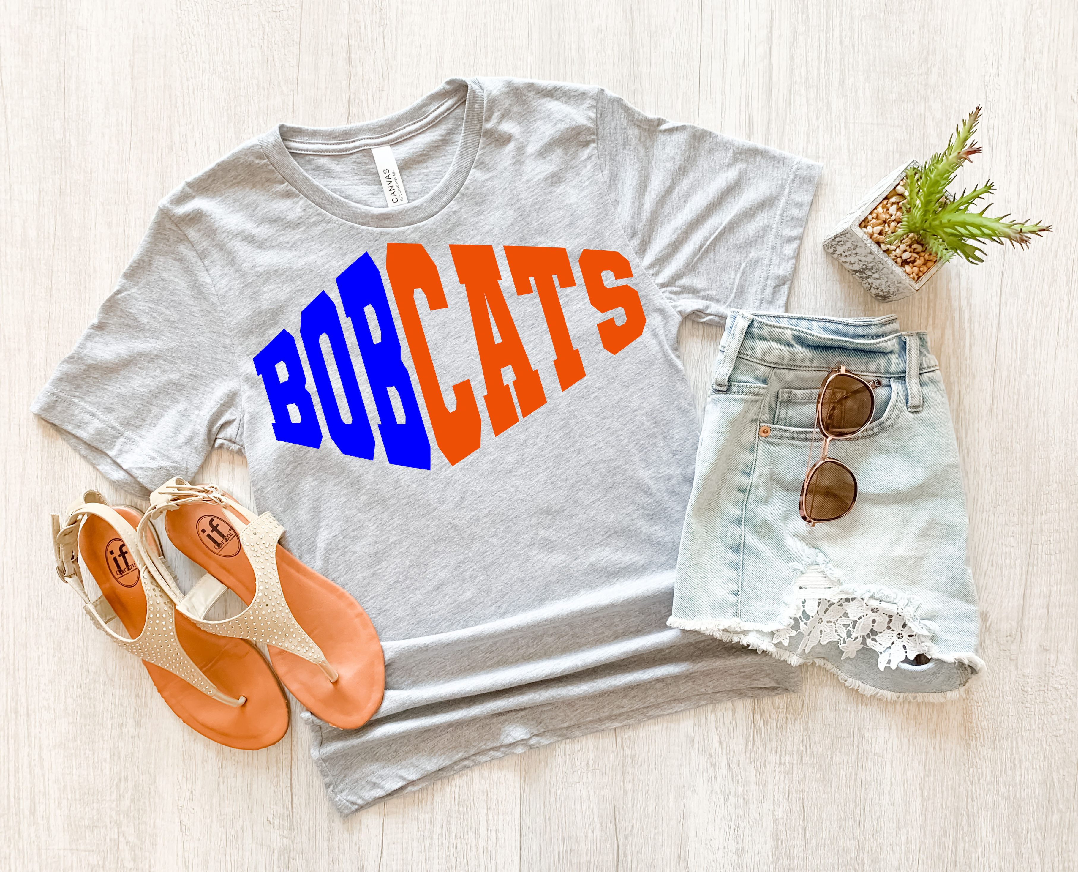 Bobcats Warped Two Color Game Day DTF Print