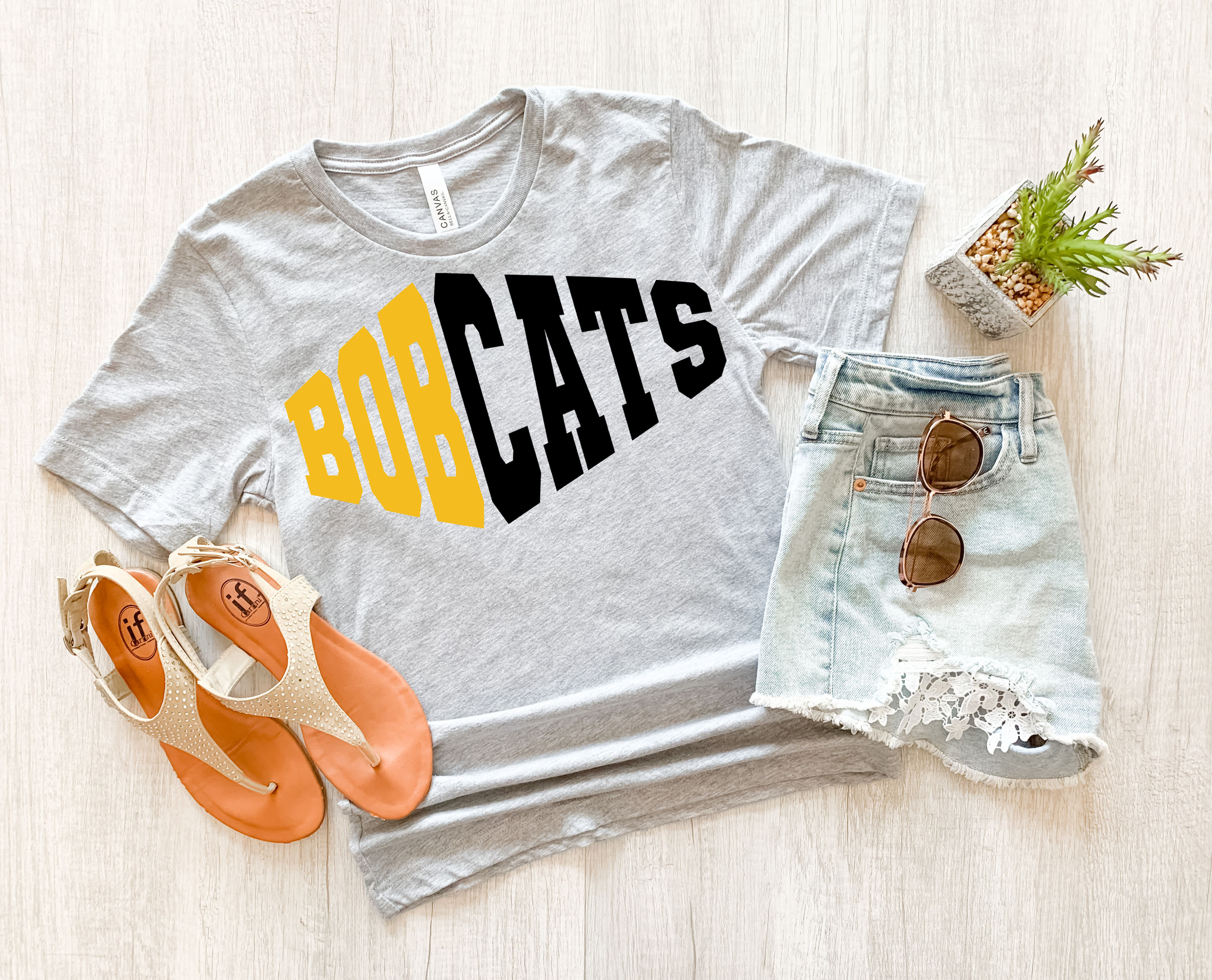 Bobcats Warped Two Color Game Day DTF Print