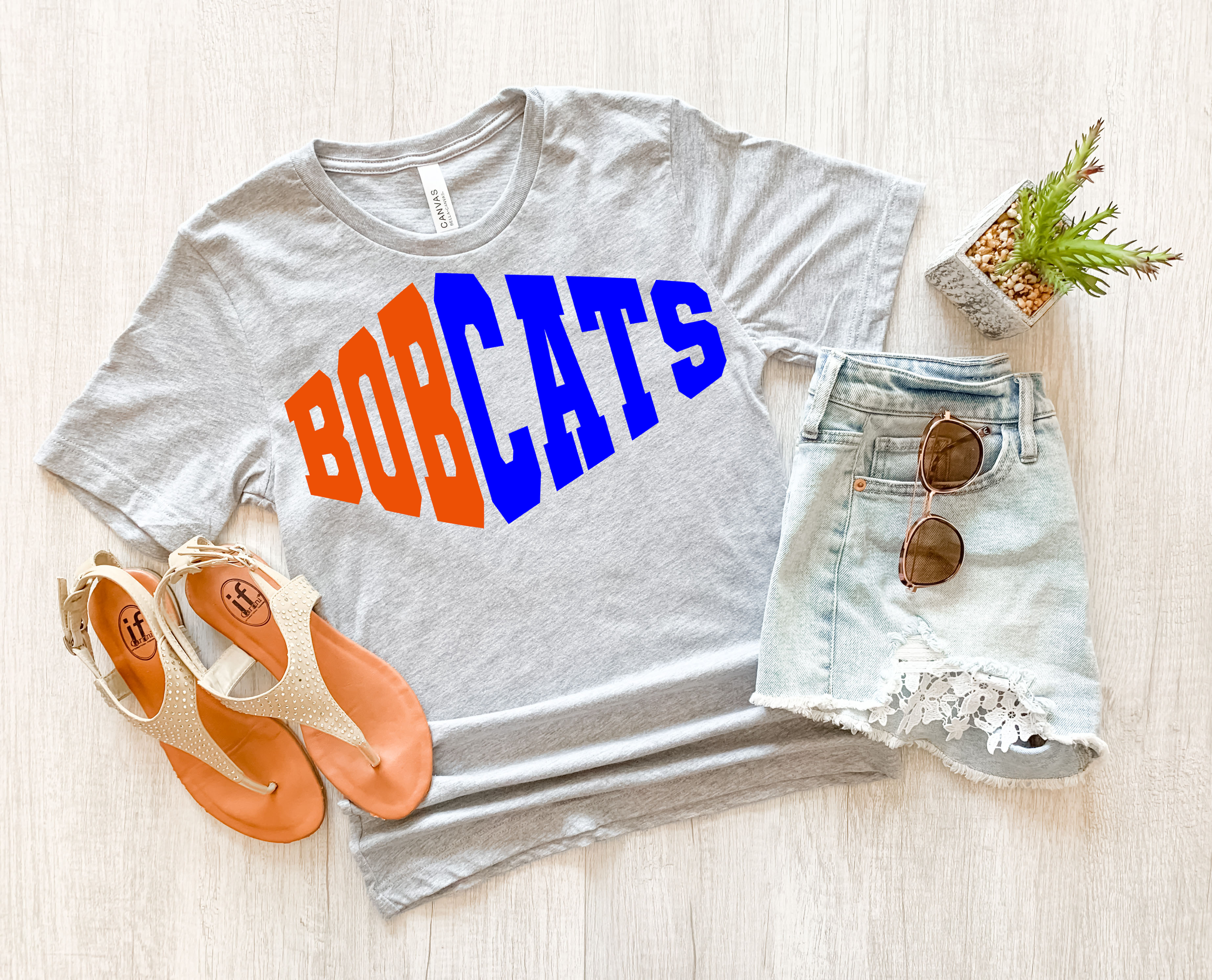 Bobcats Warped Two Color Game Day DTF Print