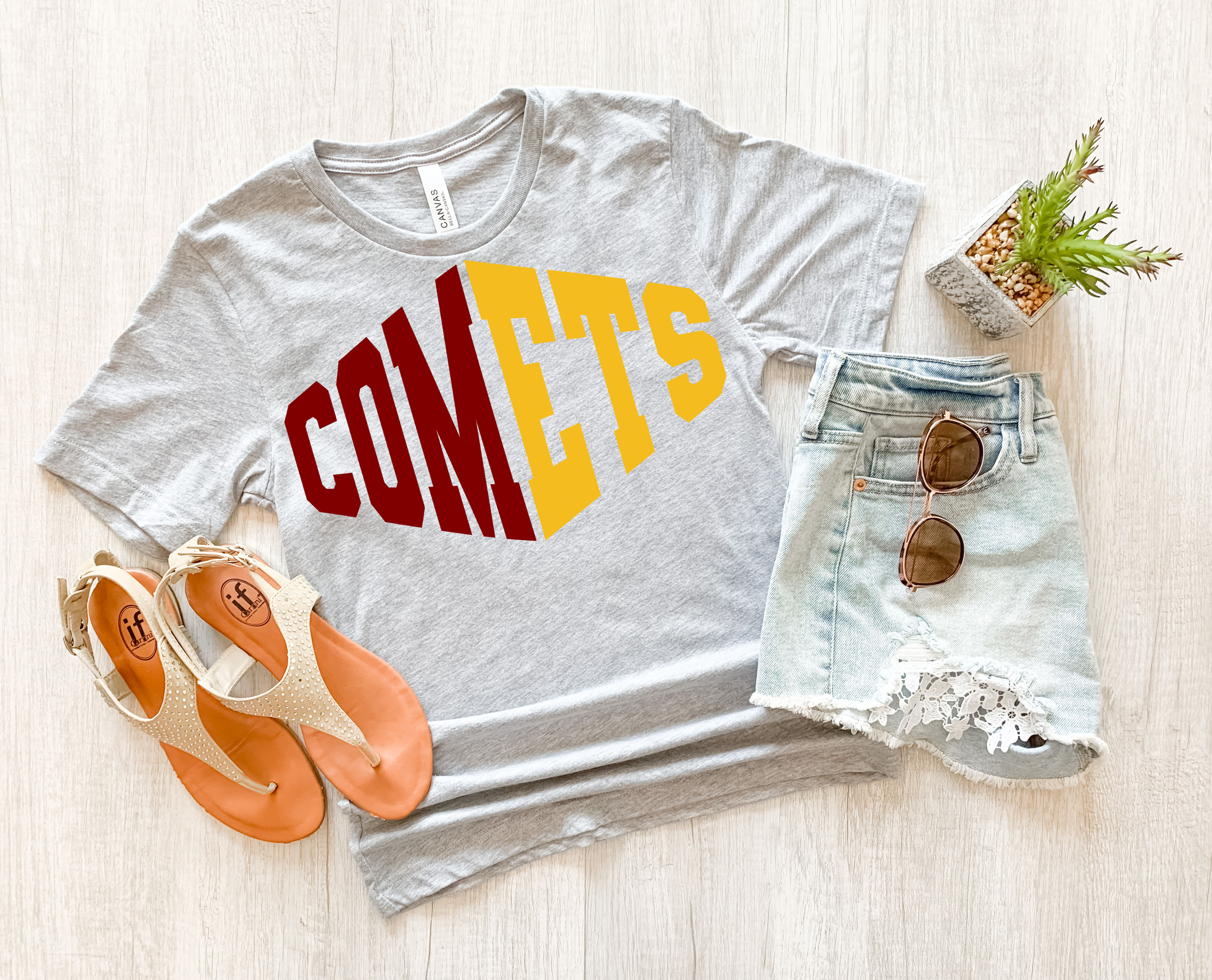 Comets Warped Two Color Game Day DTF Print