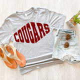 Cougars Warped Two Color Game Day DTF Print