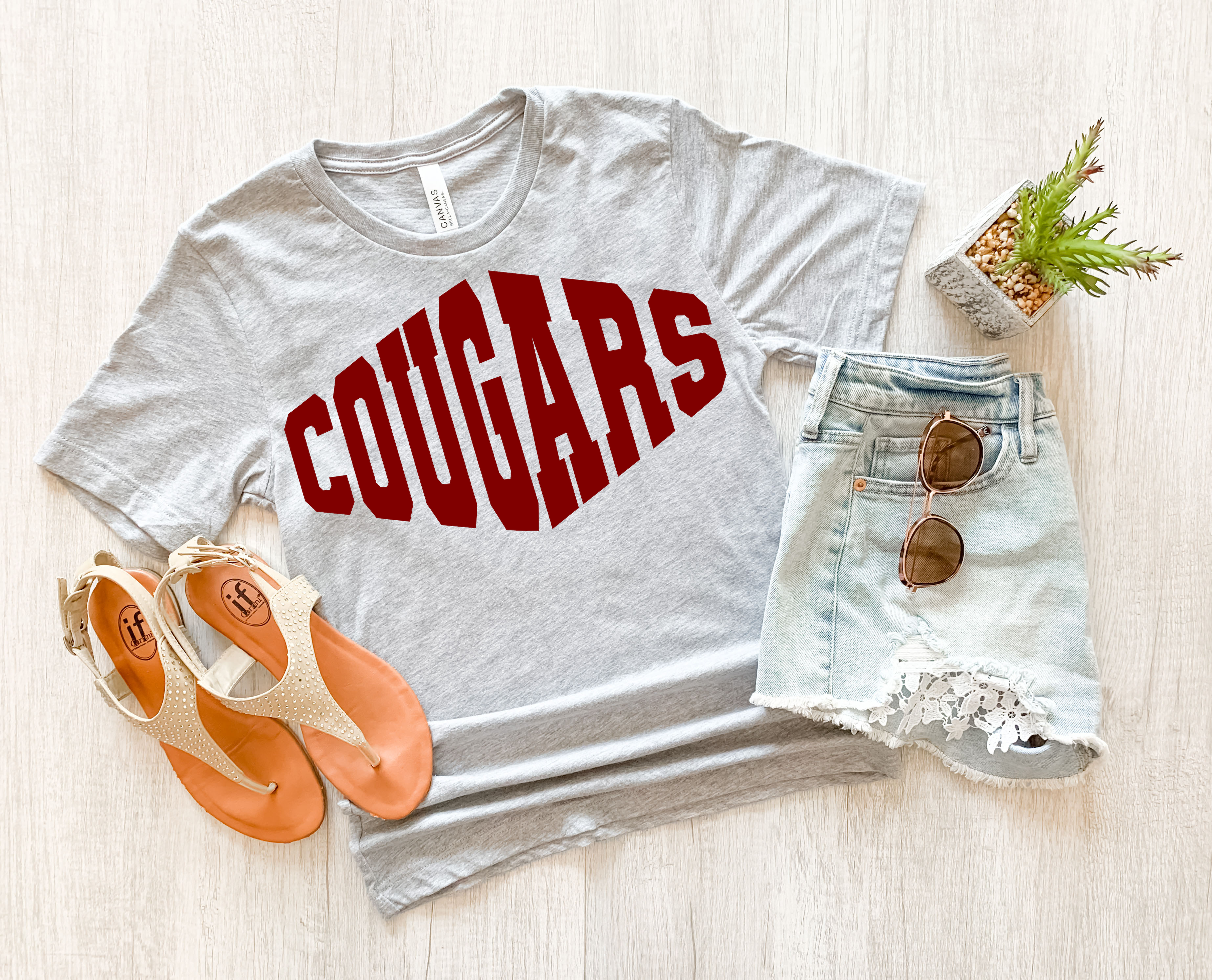 Cougars Warped Two Color Game Day DTF Print
