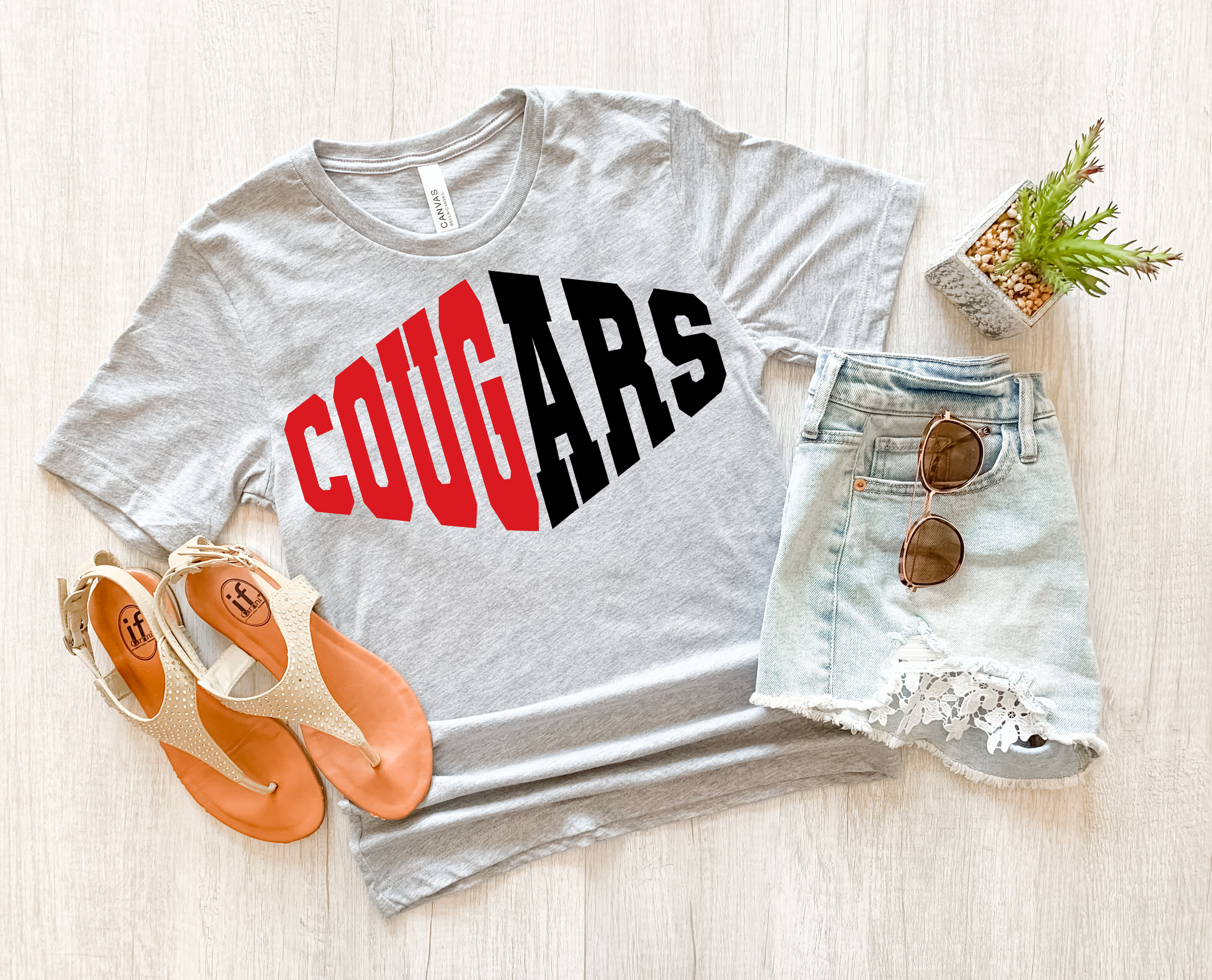 Cougars Warped Two Color Game Day DTF Print