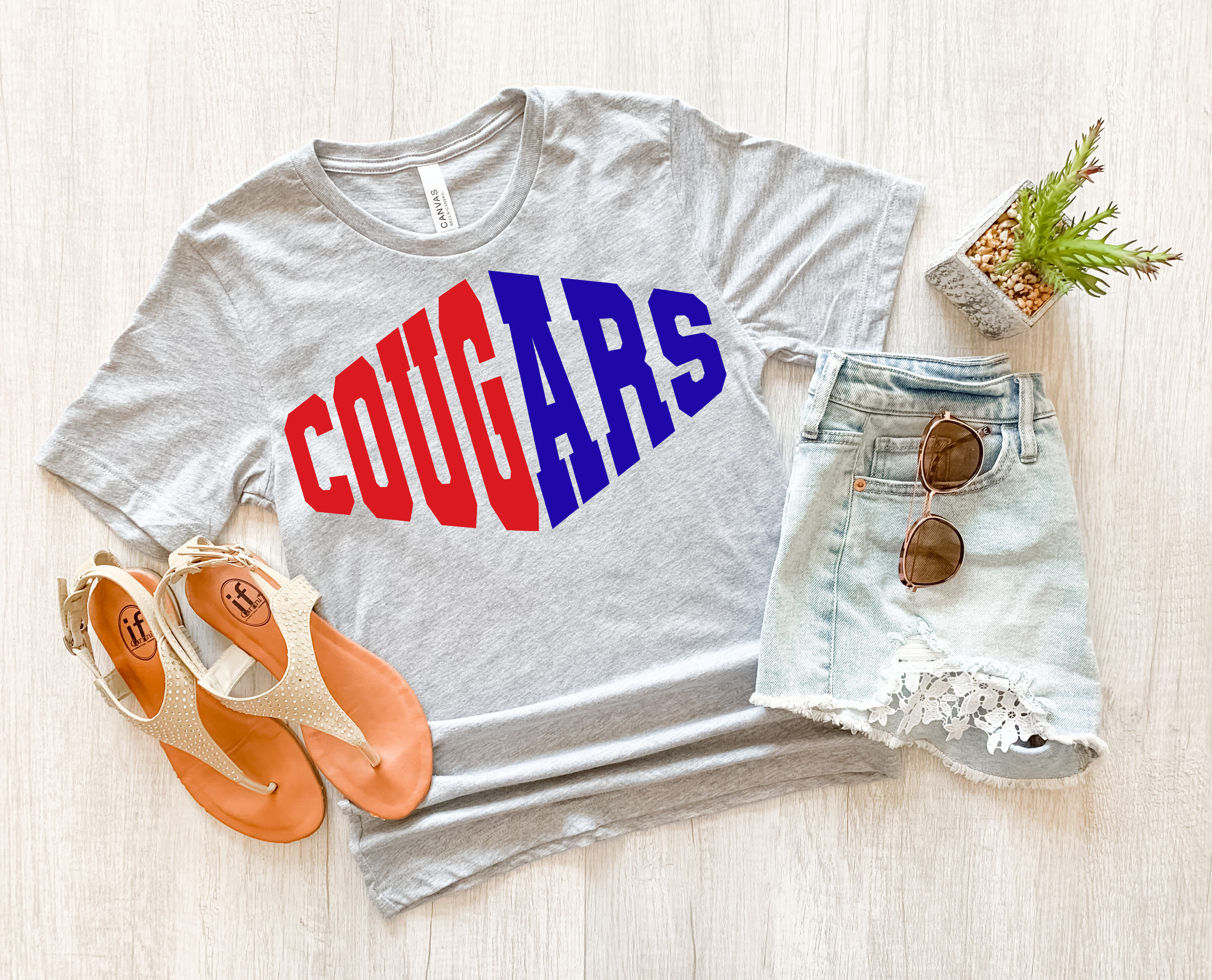 Cougars Warped Two Color Game Day DTF Print