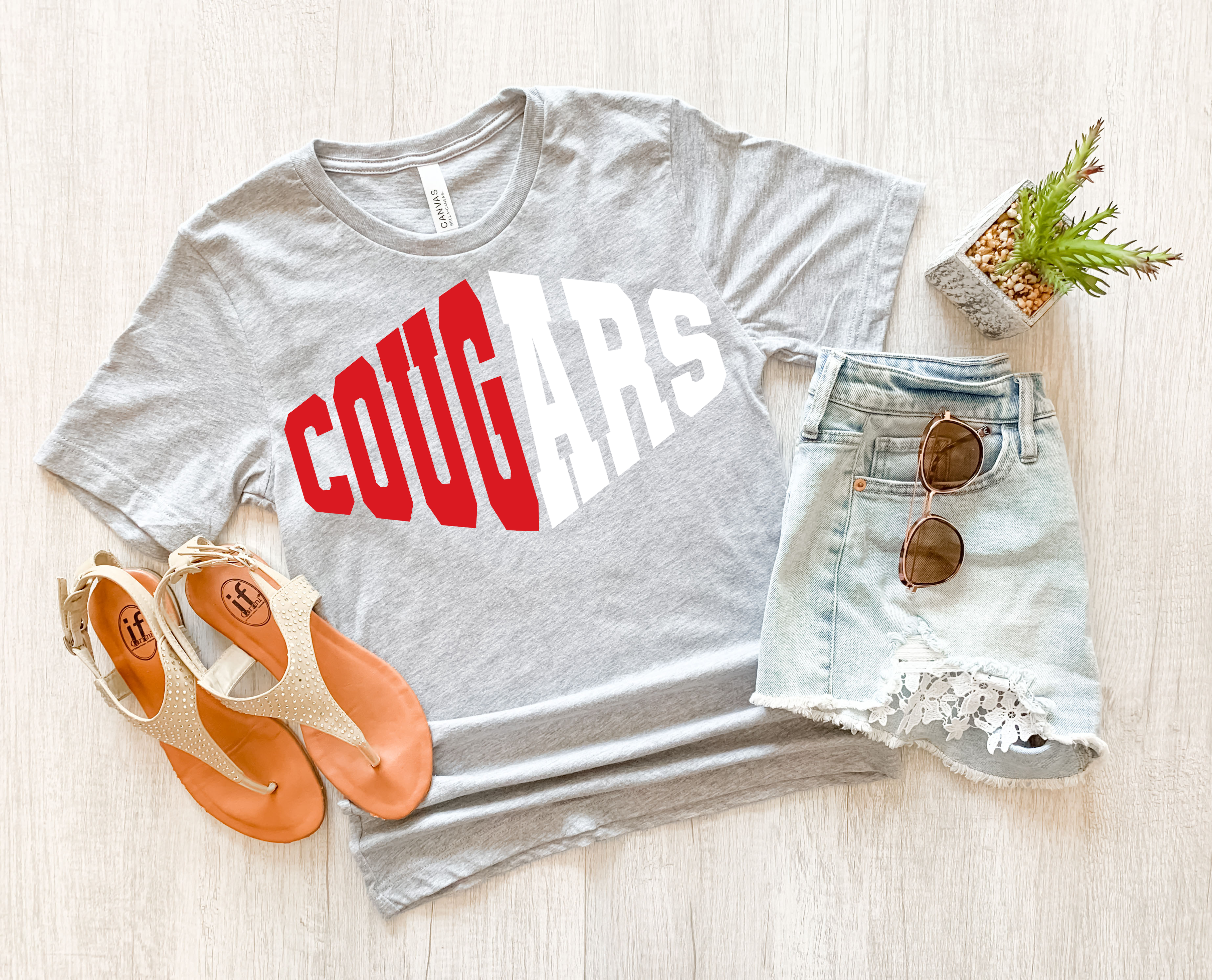 Cougars Warped Two Color Game Day DTF Print