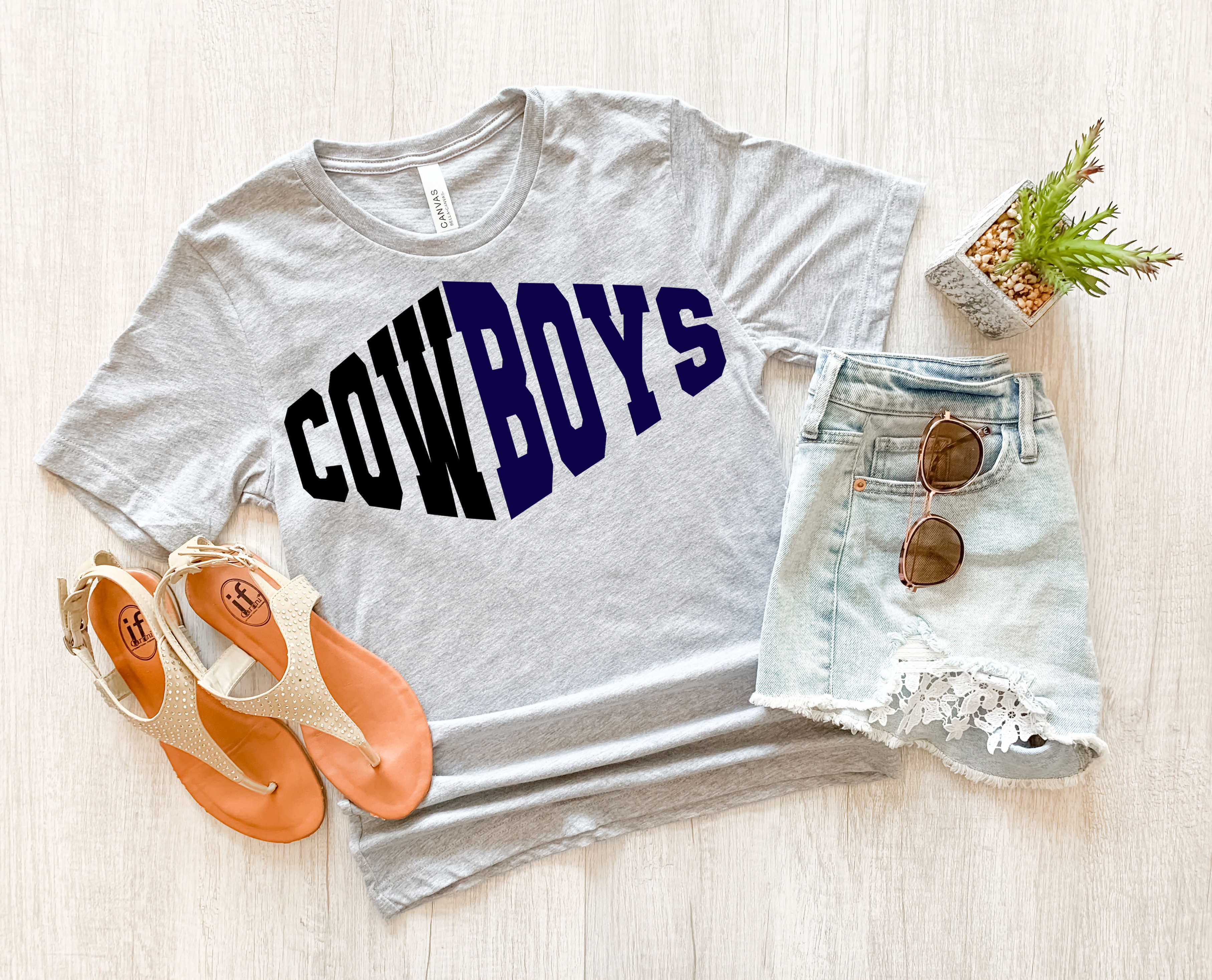 Cowboys Warped Two Color Game Day DTF Print
