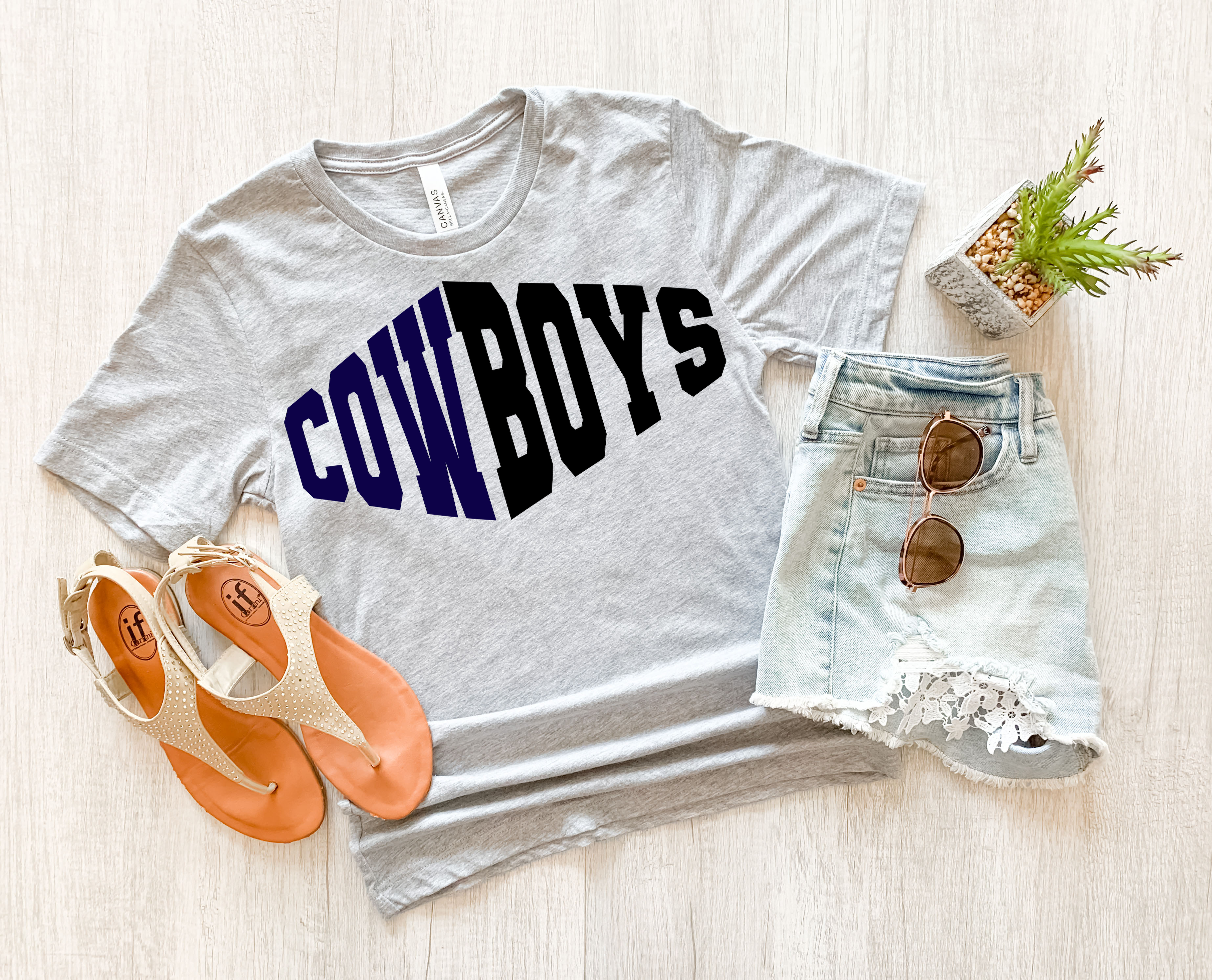 Cowboys Warped Two Color Game Day DTF Print
