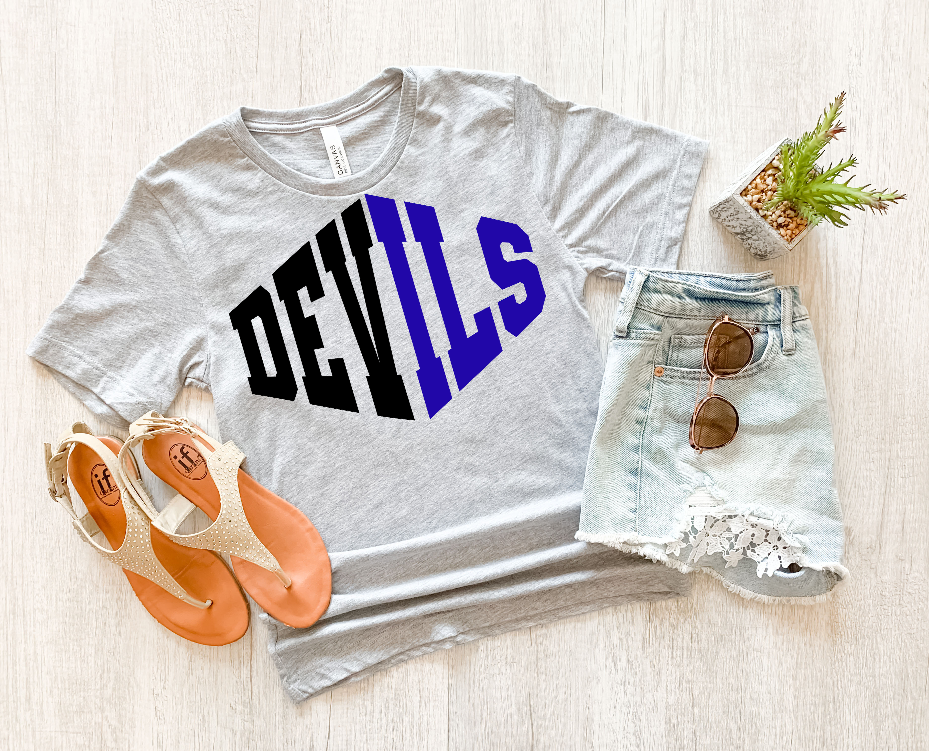 Devils Warped Two Color Game Day DTF Print